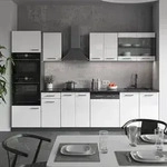 Vicco - K&uuml;chenzeile R-line, Wei&szlig; Hochglanz/anthrazit, 300 Cm Mit Hochschrank, Ohne
