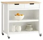Fkw74-wn K&uuml;cheninsel Sideboard K&uuml;chenwagen K&uuml;chenschrank Mit 2 Schubladen Und