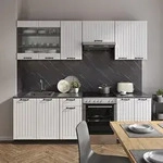 Vicco - K&uuml;chenzeile Fame-line, Wei&szlig; Landhaus/anthrazit, 240 Cm Ohne Arbeitsplatte