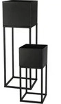 Metall Blumentopf St&auml;nder 2er Set Schwarz F&uuml;r Au&szlig;en - 58 / 37 Cm - Garten