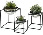 Dandibo - Blumenhocker Metall Mit Topf Schwarz Silber Blumenst&auml;nder 96256 3er...