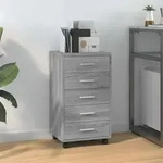 Vidaxl Drawer Cabinet With Castors Grey Sonoma Engineered Wood