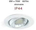 Verstellbarer, Runder Led-einbaustrahler, Dimmbar, 8 W, Ip44, 3000 K