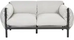 Gartensofa 2-sitzer Hellgrau Und Schwarz Aluminium Mit Stoffbezug Niedriger...