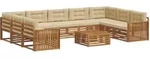 Outdoor-sofagarnitur 10 Pcs Natur Und Beige Massivholz Akazie Vidaxl