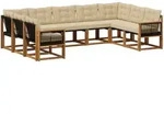 Outdoor-sofagarnitur Mit Kissen 9 Pcs Natur Und Beige Vidaxl