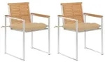 Gartenst&uuml;hle Mit Kissen 2 Stk. Massivholz Teak Und Stahl
