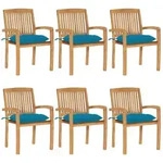 Stapelbare Gartenst&uuml;hle Mit Kissen 6 Stk. Massivholz Teak Vidaxl