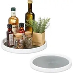 Relaxdays Drehteller, 2-tlg. Set, &Oslash; 25 & 30 Cm, Drehbarer K&uuml;hlschrank Organizer,