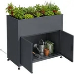 Zelsius Hochbeet Verzinkter Stahl Mit Stauraum 100 X 50 X 90 Cm, Anthrazit Ral 7016,