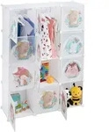 Relaxdays - Steckregal Kinder, 2 Kleiderstangen, T&uuml;ren Mit Tierkindern, Hbt: