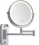 Relaxdays Kosmetikspiegel Wand, Mit Led-beleuchtung, 10-fach, 360&deg; Drehbar, &Oslash; 17,5