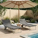 Vidaxl Folding Sun Lounger With Cushion 2 Pcs Anthracite
