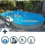 Stahlwandpool Set Achtform Cannes 625x360x150cm, Stahl 0,8mm Wei&szlig;, Folie 0,6mm Blau,