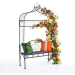 Relaxdays Rosenbogen Mit Bank, Metall, Garten, Hxbxt: 220 X 122 X 43 Cm, Stabiler