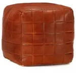 Pouf Hellbraun 40 X 40 X 40 Cm Echtes Ziegenleder Vidaxl