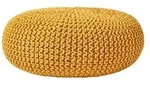 Homescapes Gro&szlig;er Strickpouf 100% Baumwolle, Senf