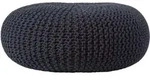Homescapes Gro&szlig;er Strickpouf 100% Baumwolle, Schwarz