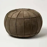 Orientalischer Leder-pouf Rund Braun, 50 X 50 X 40 Cm - Homescapes