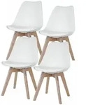 Esszimmerst&uuml;hle Eiche Wei&szlig; Schalenst&uuml;hle 4er Set K&uuml;chenst&uuml;hle Holz,...
