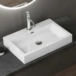 Doporro - Design Aufsatzwaschbecken H&auml;ngewaschbecken Waschbecken Wei&szlig; Bth...