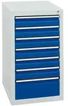 Schubladenschrank Serie Sts 410, 7 Schubladen Enzianblau (6x100, 1x200mm) -...