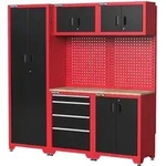 Feistos - Hochschrank 'juno 3', Schwarz/rot, 264 X 46 X 198 Cm