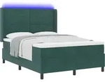 Boxspringbett Mit Led-lichtleisten Dunkelgr&uuml;n 140 X 200 Cm Samt Vidaxl