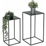 Dandibo Blumenhocker Metall Schwarz Eckig Blumenst&auml;nder Beistelltisch 96312 2er Set