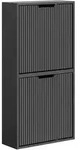 Sobuy Schuhschrank 2 T&uuml;ren Schwarz 50x19x100cm Modern Fsr204-sch