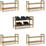 5 X Schuhregal Walnuss Im Set, Schuhaufbewahrung Stapelbar, Schuhablage Mit Je 2