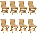 Vidaxl Gartenst&uuml;hle Mit Kissen Beige 8er Set Massives Teakholz