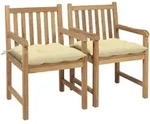 Vidaxl Garden Chairs 2 Pcs With Cream White Cushions Solid Teak Wood...