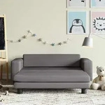 Kindersofa Mit Hocker Grau 100x50x30 Cm Kunstleder Vidaxl