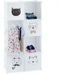Steckregal Kinderzimmer, Katzen Motiv, 7 F&auml;cher, Kleiderstange, Kleiderschrank