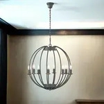 Kronleuchter Grau E14 &Oslash; 55 Cm Metall Vintage H&auml;ngeleuchte