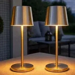Led Tischlampe Akku Tischleuchte Touch Au&szlig;en Innen Silber Gartenleuchte...