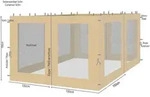 Quick-star - 4 Seitenteile Mit Moskitonetz F&uuml;r Bl&auml;tter Pavillon 3x3m...