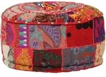 Patchwork Sitzpouf Rund Baumwolle Handgefertigt 40x20 Cm Rot Vidaxl