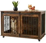 Relaxdays Hundek&auml;fig M&ouml;bel, Hundegitterbox Mit Ablage & Rollen, 2 T&uuml;ren, Hbt: