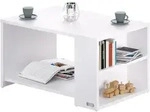 Couchtisch Holz Mit Stauraum 2 F&auml;cher 90x60x50cm Kratzfest 50kg Belastbar Ablage