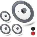 4 X Topfdeckel Universal, Flexibler Glasdeckel Mit Silikonrand & Dampfloch,...