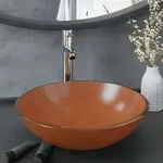 Badezimmer Waschbecken Mit Wasserhahn Und Ablaufgarnitur Braun Vidaxl