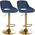 2er Set Barhocker Milet Samt Blau Metall Gold