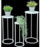 Dandibo Blumenhocker Metall Wei&szlig; Rund Blumenst&auml;nder Beistelltisch 96483 3er Set