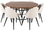 Copenhagen Essgruppe Esstisch Braun Und 6 Velvet Esszimmerst&uuml;hle Samt Beige,