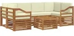 Outdoor-sofagarnitur 7 Pcs Natur Und Creme Massivholz Akazie Vidaxl