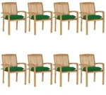 Stapelbare Gartenst&uuml;hle Mit Kissen 8 Stk. Massivholz Teak Vidaxl