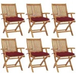 Klappbare Gartenst&uuml;hle Mit Kissen 6 Stk. Massivholz Teak Vidaxl