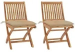 Vidaxl Gartenst&uuml;hle Set Von 2 Mit Beigen Kissen Aus Massivem Teakholz